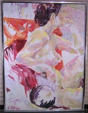 Vintage Signed Expressionist Oil Painting Nude Figural Modern