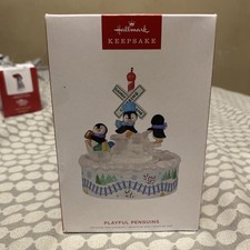 2022 Hallmark "Playful Penguins" Magic Light, Sound And Motion Brand New