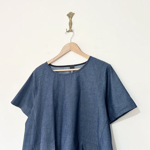 ID Clothing Swing Top Denim Chambray 47" Brustumfang L asymmetrisch Lagenlook Arty - Bild 3 von 8