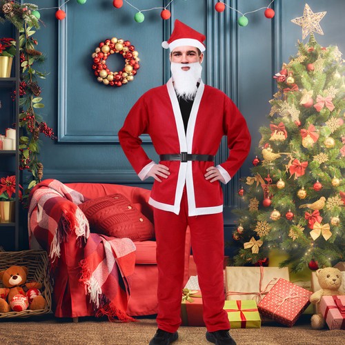  5 Pcs Christmas Costume Vacation Girl Men Santa Claus Outfit Mens - Picture 9 of 11