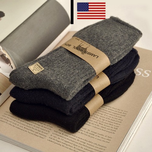 3 Paar Crew-Socken aus 100 % Merinowolle Kaschmir für Herren elegant wadenfest warm 7-11 US - Bild 1 von 7