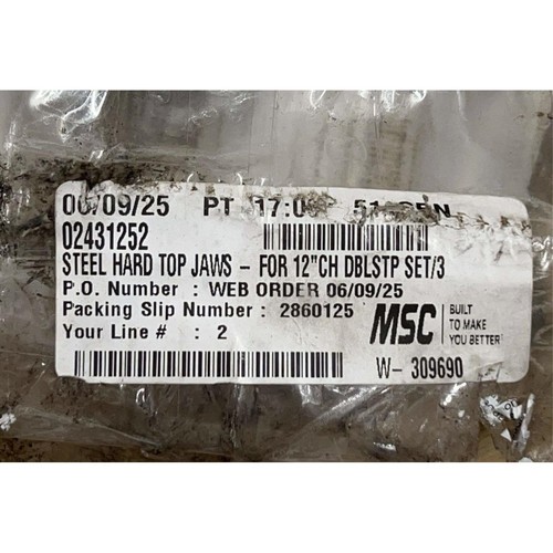 MSC Steel Hard Top Jaws for 12" Chuck DBLSTP Set/2 W-309690 - Picture 4 of 4