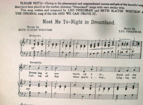 Meet Me Tonight in Dreamland Sheet Music Whitson / Friedman 1920 Large Format - Picture 2 of 4