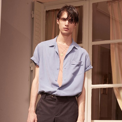 Camisa informal para hombre corta suelta de verano cuello de bolsillo grande manga corta camisa de algodón - Imagen 13 de 13