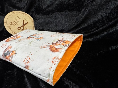 Buchhülle Stoff Buchschutz Buchumschlag Hülle Buchtasche gelb weiß Fuchs Füchse - Bild 4 von 4