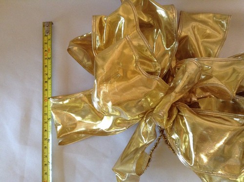 Vintage Modern Large Bow Christmas Holiday Glitter Gold Home Decorations VVPS - Picture 2 of 4