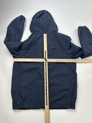 J.Crew Jacket Mens Small Blue Full Zip Hooded Rain Coat Sportsman’s Outfitters - Picture 7 of 9