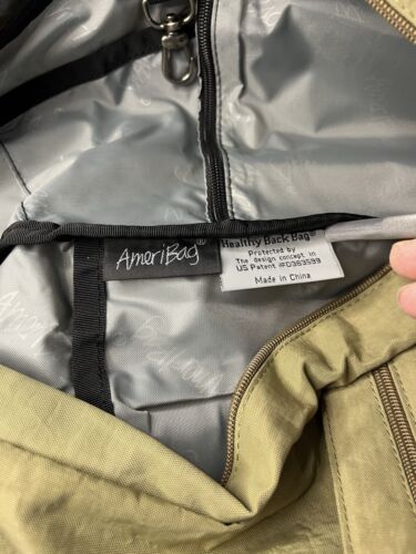 NWT AmeriBag Healthy Back Bag 19” Taupe Sling Bag Distressed Nylon *NOTE - Picture 11 of 19