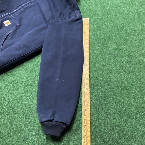 Giacca Carhartt vintage uomo S blu tela d'anatra trapuntata foderata cappotto da lavoro con cappuccio - Foto 11 di 11