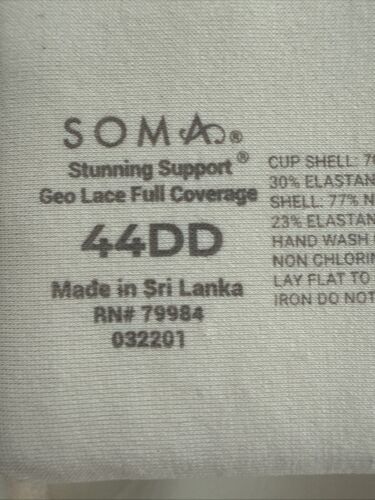 Soma Size 44DD Stunning Support Geo Lace Full Coverage Underwire Bra Ivory - Picture 2 of 9