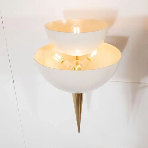 Pair Of Metal Cup a Sconces Italian Stilnovo Style Mid Century Wall Lights Lamps - Picture 4 of 6