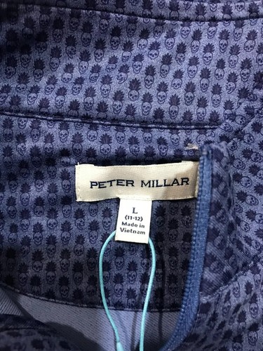 Peter Millar Quarter Zip YOUTH LARGE Pullover Perth Performance Skull Print NEW - Picture 7 of 8