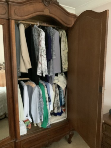 Antique Genuine French Armoire wardrobe Cupboard Cabinet clothes Organiser - Picture 8 of 21