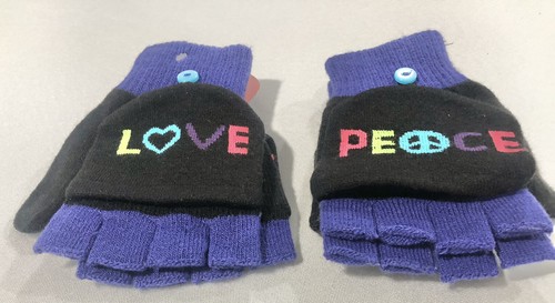 Kids SO Set OF 3 Fingerless Gloves with Mitten Covers Texting ONE Size Gloves - Picture 3 of 16