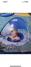 SwimWays Baby Spring Float Sun Canopy Blue Fish Ages 9 - 24 Months 50 UPF