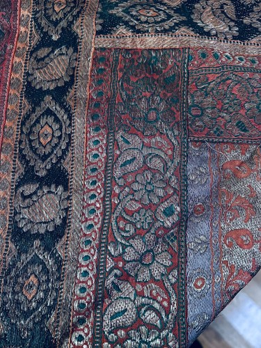 Vintage Silk Metallic Quilted Brocade Panel Bedspread from India XX712 - Picture 4 of 10