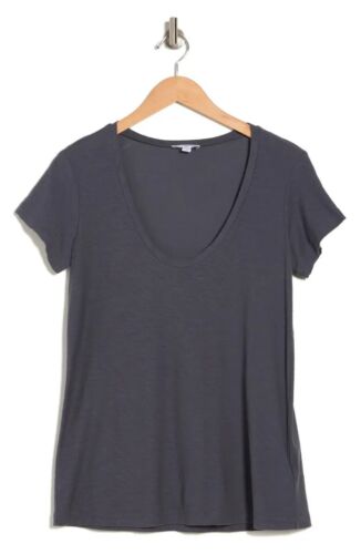 Camiseta para mujer James Perse Top Algodón Modal Slub Cuello en V Profundo Manga Gorra - Imagen 31 de 50