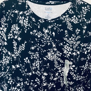 Croft-amp-Barrow-Plus-Knit-T-shirt-NWT-Womens-3X-Black-amp-White-Floral