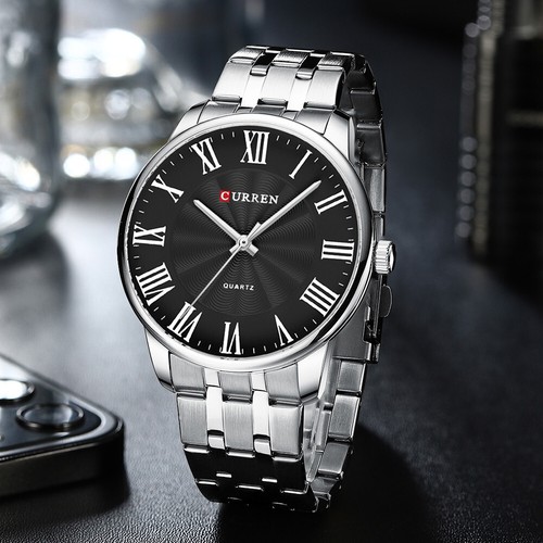 CURREN Herren Quarzuhr Römische Ziffern Uhr für Herren Stahlarmband Armbanduhr - Bild 9 von 26