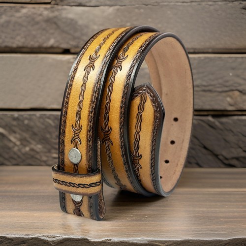 Western Genuine Leather Belt Full Grain Handmade Men's Heavy Duty Without Buckle - Bild 5 von 8