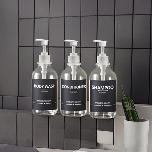 1/2/3 Stück 500ml Leere Seifenspender mit Etiketten Wand Montiert Halter Haken - Bild 4 von 18