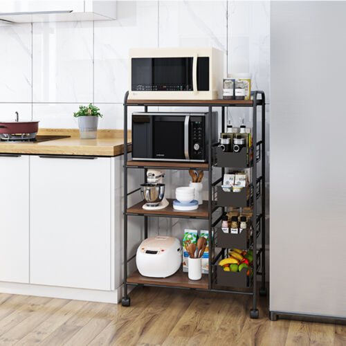 Carrello 4 Livelli Forno Microonde Rack Utilità Workstation Supporto Scaffale Portaoggetti - Foto 12 di 12