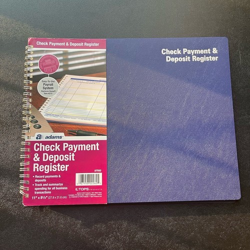 Adams Spiral Scheck Zahlung und Einzahlung Register Buch 8-1/2"" x 11"" AFR60 Gehaltsabrechnung