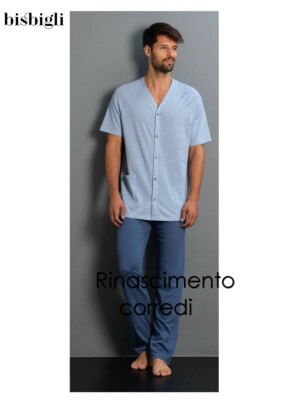 PIGIAMA UOMO APERTO MANICA CORTA PANTALONE LUNGO CARDIGAN LINCLALOR 76867 AVIO
