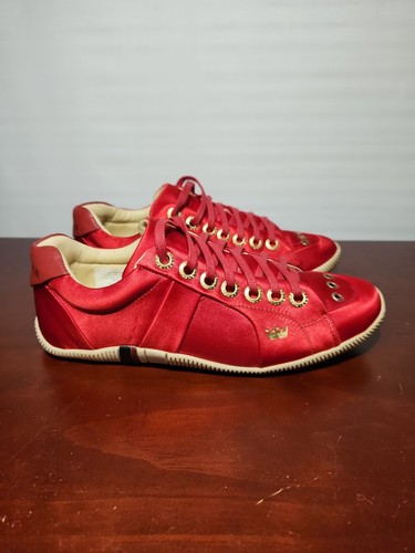 Osklen Women's Red Satin Sneakers with Leather Trim- Size US 7/BRA 36 - Picture 3 of 7