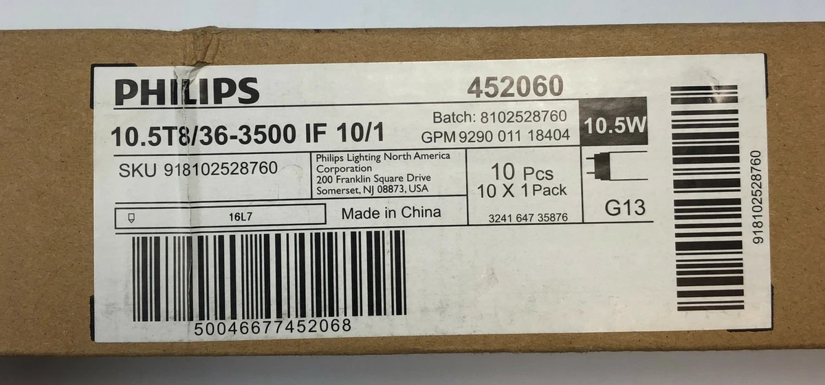 Philips InstantFit 10.5 Watt T8 LED Tube Lamps Pack 10 452060 eBay
