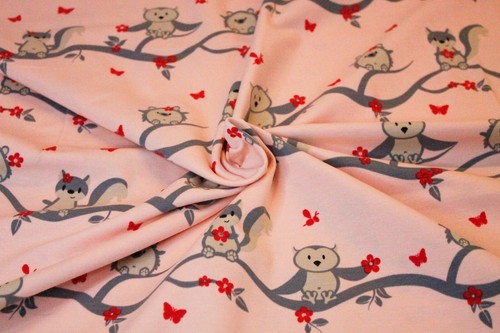 15.40EUR/ 1m, Baumwolljersey, Waldtiere, Apricot, Grau - Bild 5 von 6