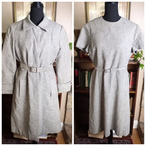 VTG 60s 70s VILANO by Gerardo Livornese Wool Jacket W/ Belted Dress Size 14 Gray - Picture 1 of 13