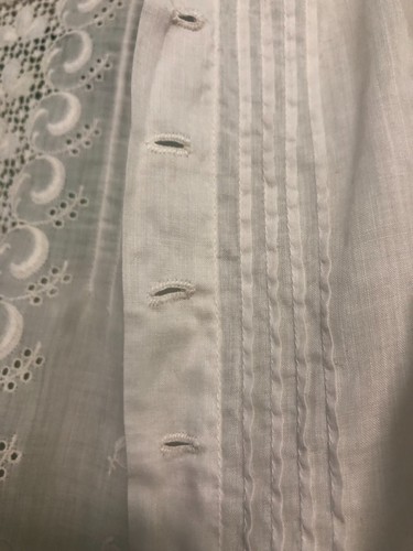 Blusa mediana-grande antigua era eduardiana blanca de lino encaje cuello alto manga larga - Imagen 20 de 21