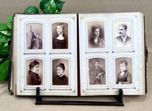 19th Century Gilded Leather Album w/ 67 Portraits - Tintype, Cabinet, & Carte - Picture 5 of 24