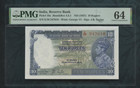 1937 India, Reserve Bank 10 Rupees Pick# 19a Pmg 64
