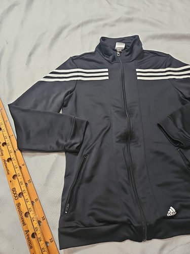 Adidas Jacket Youth Unisex Medium Black Full Zip Climacool Mock Logo Top - Picture 3 of 14