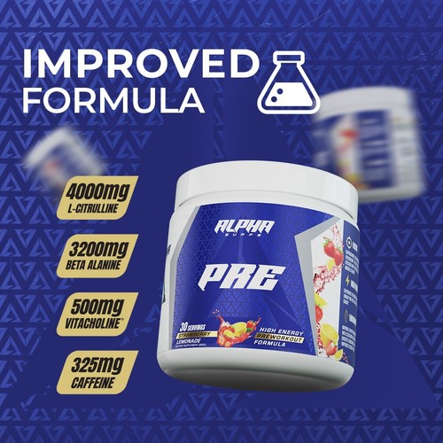 Alpha Supps Pre | Pre-Workout Powder for Men & Women Pump Focus Energy 30 Svgs - Picture 4 of 16