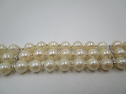 3 filas pulsera de perlas 19cm Ø 7.1mm rubí 585 oro joyería 14K oro perla Akoya - Imagen 6 de 12
