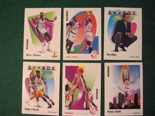 1991-92 Skybox NBA Team Duo Cards/Stars 6 Card Lot -- NICE! Ewing, Riley, Malone - Picture 1 of 2