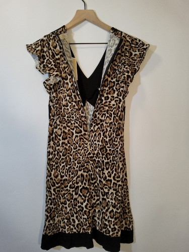 MICHAEL KORS Womens Beige Unlined Flutter Sleeve Fit + Flare Dress S - Picture 8 of 9