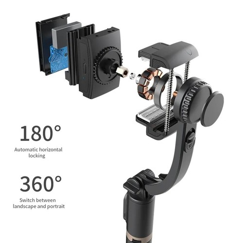 NEW Gimbal Stabilizer Selfie Stick Foldable Wireless Tripod with Bluetooth - Picture 3 of 6