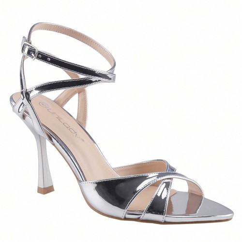 Riemchen spitz zulaufend offene Zehenpartie Knöchelriemen Stiletto Heels für Damen - Bild 20 von 30