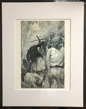 Howard Pyle "Blackbeard's Last Fight" 11 x 14 Matted Art Print-1895