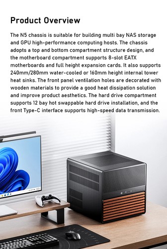 N5 NAS Case 12 Hard Disk Space Support ATX Motherboard ATX Power Supply With Fan - Picture 9 of 25