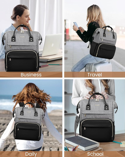 Mochila para computadora portátil para mujer, moda mochilas para computadora cartera, libro para estudiantes escolares - Imagen 7 de 12