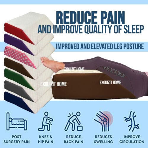 Leg Elevation Foam Wedge Pillow Leg Knee Hip & Lower Back Pain Injury Recovery - Picture 18 of 34