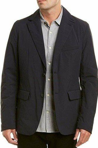 $595 NWT VINCE Sz38 NYLON PUFFER TWO BUTTON SPORT BLAZER COASTAL BLUE - Picture 1 of 3