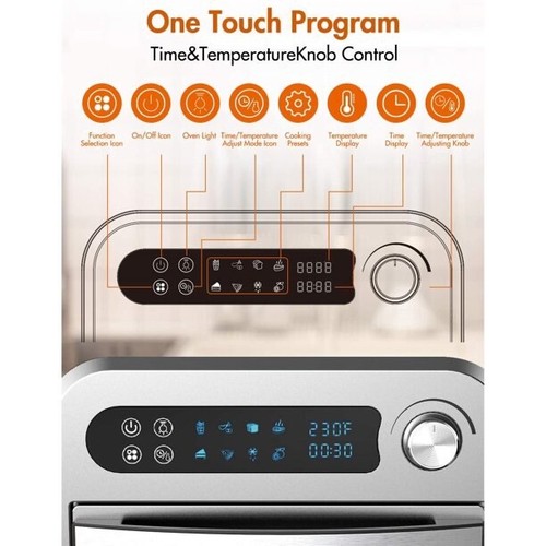MOOSOO Fritteuse Backofen 10,6 qt Toaster Backofen Combo mit Digitalbildschirm 8-in-1 silber - Bild 4 von 7