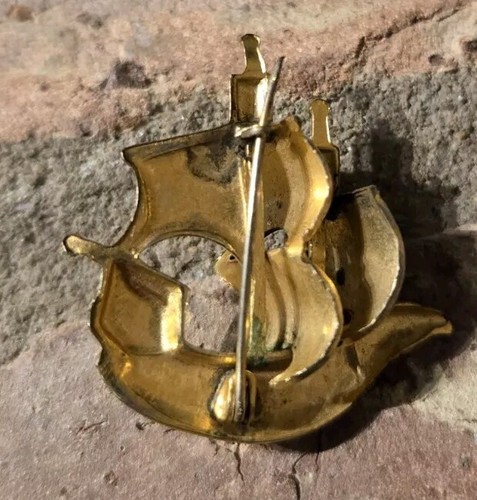 Spilla Spilla Vintage Galeone Spagnolo Nero Oro Veliero Pirati - Foto 13 di 19