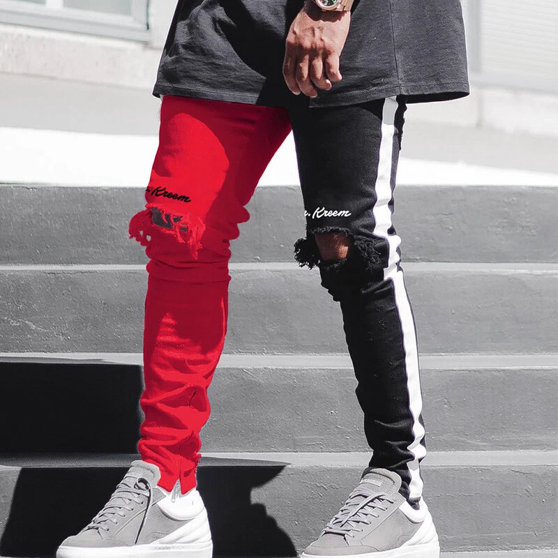 Men Skinny Jeans Slim Fit Hip Hop Trousers Casual Denim Pant Jeans | eBay